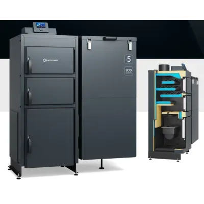 Kamen kocioł na ekogroszek multi k5 15 kw podajnik po lewej stronie