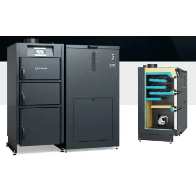 Kamen kociol pelletowy kompakt lux 12 kw podajnik po lewej stronie