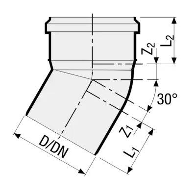 Valsir kolano pp3 szare fi 40 30°