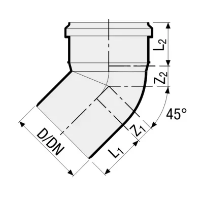Valsir kolano pp3 szare fi 75 45°