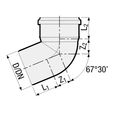 Valsir kolano pp3 szare fi 75 67°