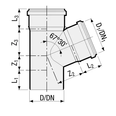 Valsir trójnik pp3 szary fi 32/32 67°