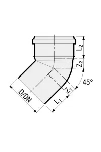 Valsir kolano pp3 szare fi 50 45°
