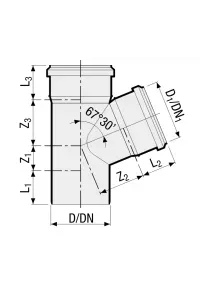 Valsir trójnik pp3 szary fi 40/40 67°