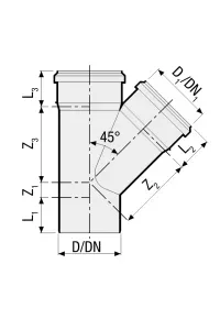 Valsir trójnik pp3 szary fi 50/50 45°