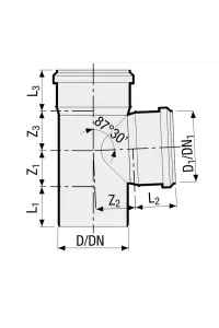 Valsir trójnik pp3 szary fi 50/50 90°
